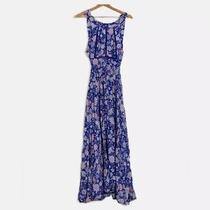 Anthropologie Abel the Lable Chic Blue Floral Maxi Dress Open Back